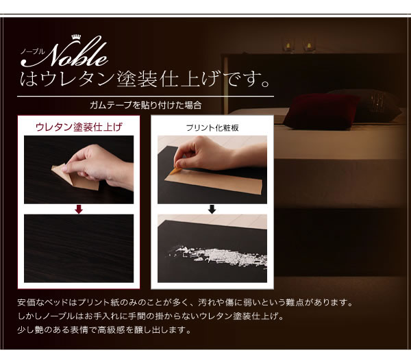 ライト・コンセント付き収納ベッド【Noble】ノーブル　激安通販