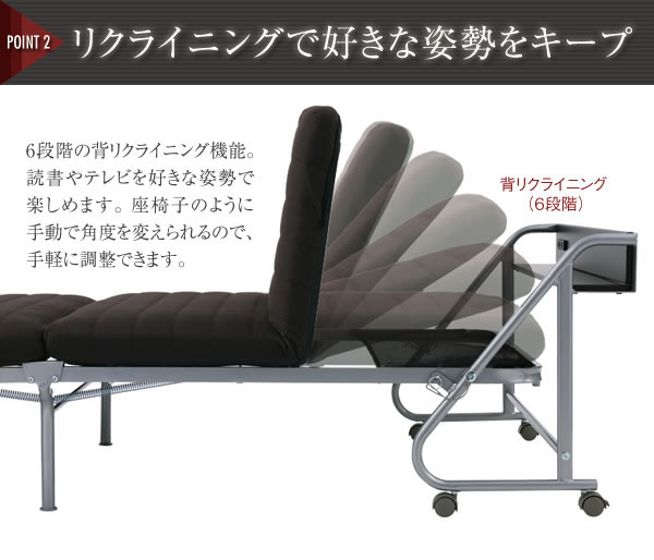 宮付きリクライニング折りたたみベッド【Tars】タルス 説明画像3