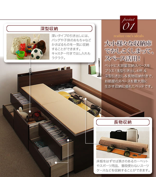棚・コンセント付きチェストベッド【Taffy】タフィ 説明画像3