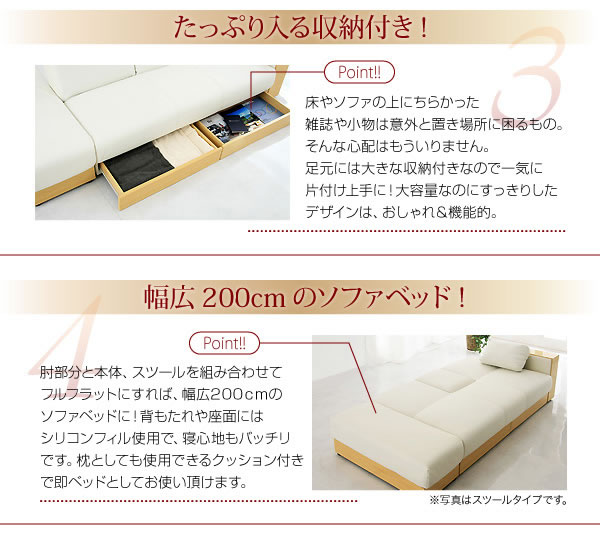 マルチソファーベッド【LADIE】レディエ スツールタイプ 説明画像3