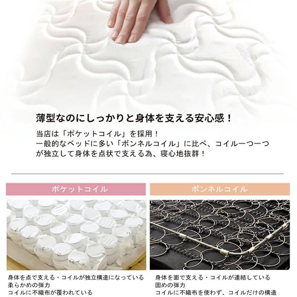 画像5: ショート丈にも対応した薄型日本製ポケットコイルマットレス 開梱設置無料