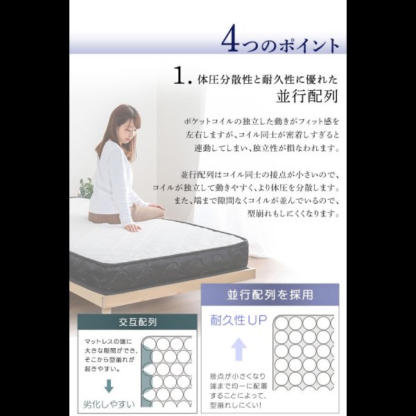 画像6: ショートセミシングルからクイーン・キングまで多サイズ展開ポケットコイルマットレス【Hedvika】