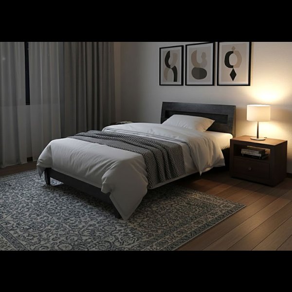 画像3: 曲線デザイン高強度すのこベッド【Fennel】ストーン調／木目調 3段階高さ調節