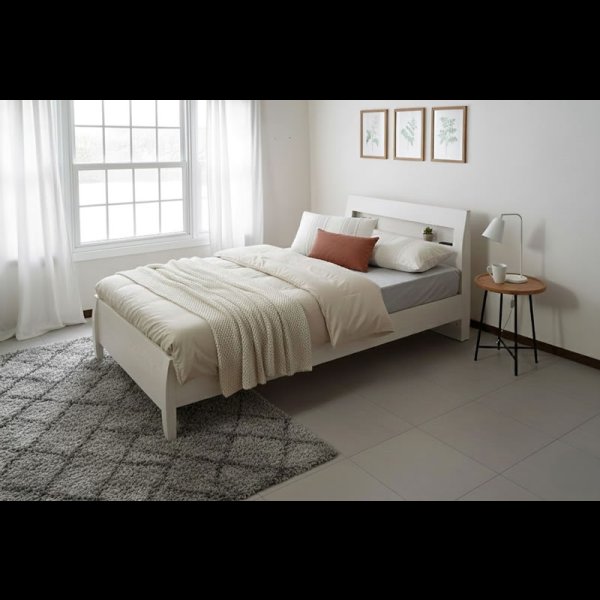 画像7: 曲線デザイン高強度すのこベッド【Fennel】ストーン調／木目調 3段階高さ調節