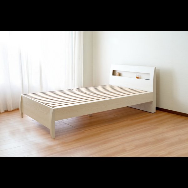 画像24: 曲線デザイン高強度すのこベッド【Fennel】ストーン調／木目調 3段階高さ調節