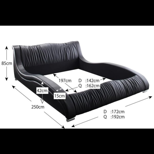 画像2: 高級レザー仕様デザイナーズベッド【Fortuna】フォルトゥナ　５年保証付き