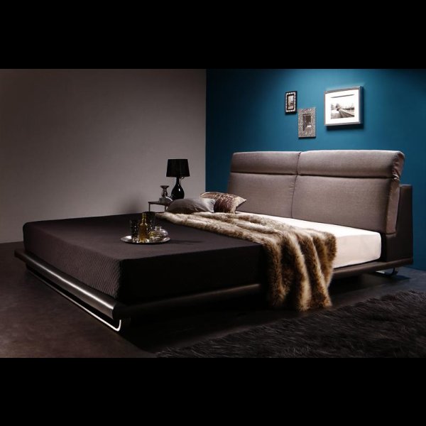 画像4: リクライニング機能付き・ファブリック＆レザーローベッド【William】ウィリアム