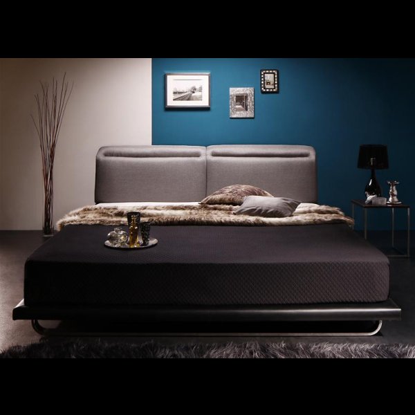 画像3: リクライニング機能付き・ファブリック＆レザーローベッド【William】ウィリアム