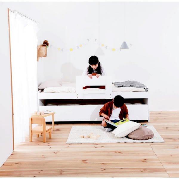 画像3: 親子・兄妹におすすめ！敷布団対応すのこ仕様ペアベッド