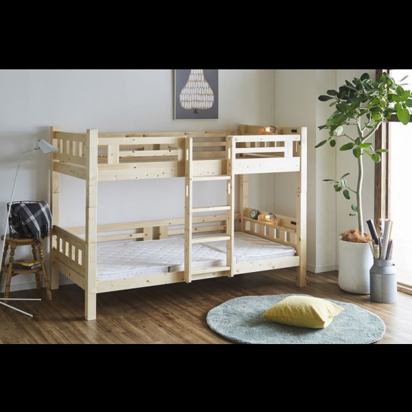 画像20: 棚照明付き・北欧パイン材仕様おしゃれデザイン二段ベッド【Clive】お買い得