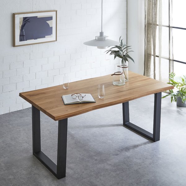 画像10: オーク無垢材仕様・一枚板風耳付きダイニングテーブル【Rodger】