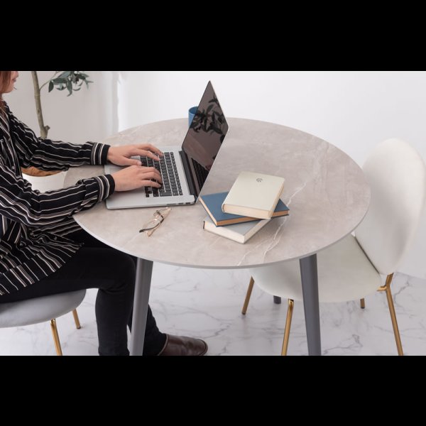 画像4: 人気の大理石調ダイニング！コンパクトラウンドテーブル・チェア【Birgit】