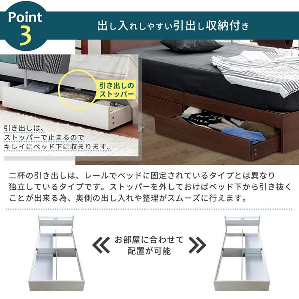 画像8: 裏技隠し収納付き！女性に人気のショート丈収納ベッド【Anita】