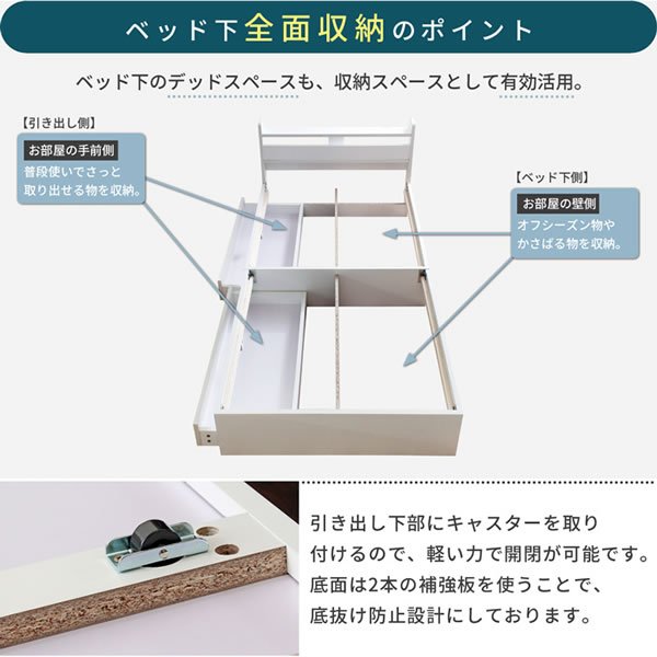 画像9: 裏技隠し収納付き！女性に人気のショート丈収納ベッド【Anita-ss】セミシングル90