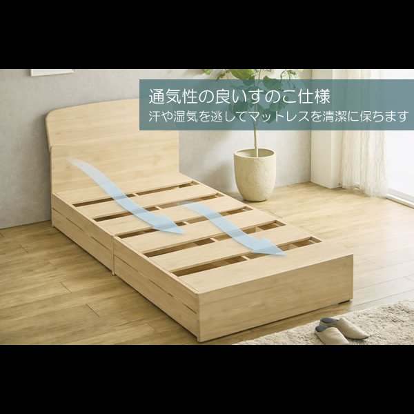 画像9: ファブリックヘッドボードLED照明付き収納ベッド【Matias】シングルベッド限定