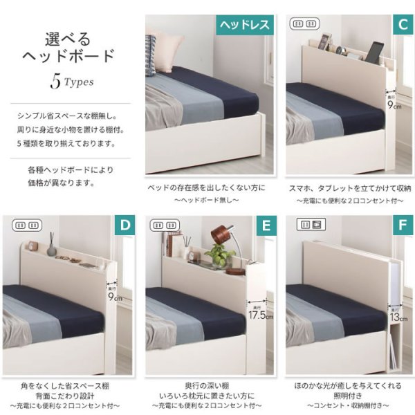 画像9: 選べるヘッドボード日本製すのこベッド｜布団が敷ける2杯引き出し【Gerold】