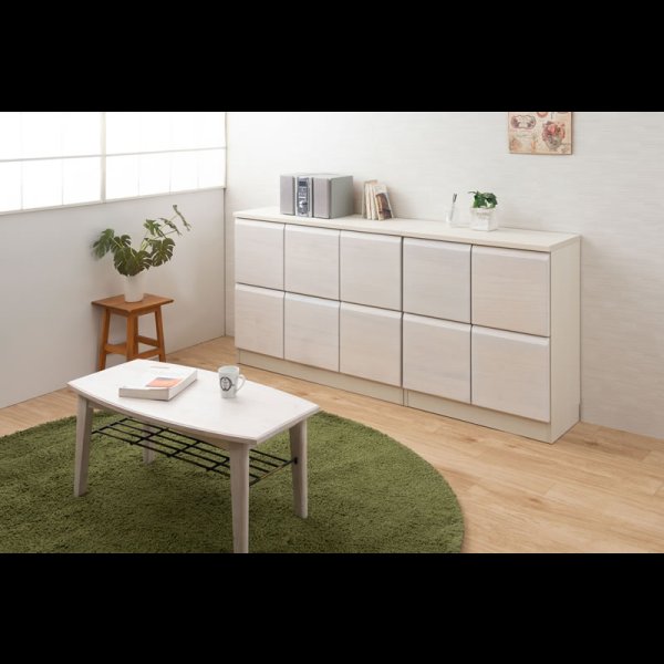 画像2: 桐材を使ったスクエアキャビネット【Enix】 幅72 扉タイプ