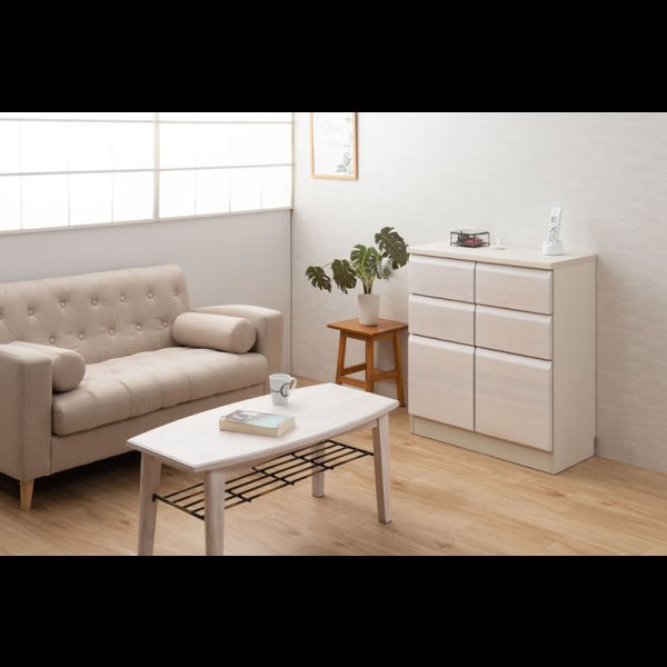 画像2: 桐材を使ったスクエアキャビネット【Enix】 幅72 扉+引出しタイプ