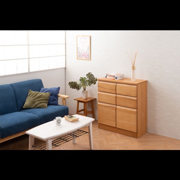 画像12: 桐材を使ったスクエアキャビネット【Enix】 幅72 扉+引出しタイプ