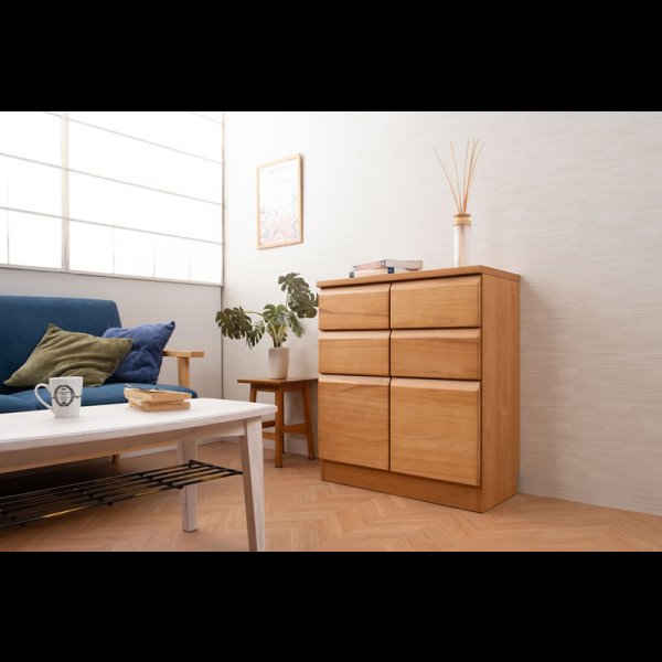 画像14: 桐材を使ったスクエアキャビネット【Enix】 幅72 扉+引出しタイプ