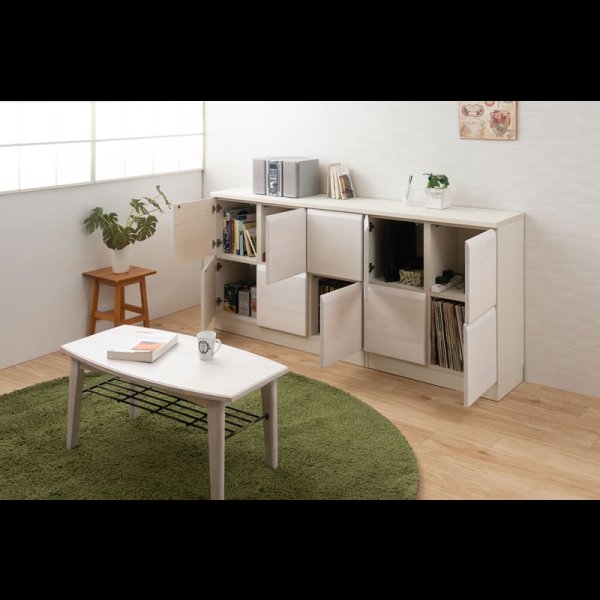 画像2: 桐材を使ったスクエアキャビネット【Enix】 幅107.5 扉タイプ