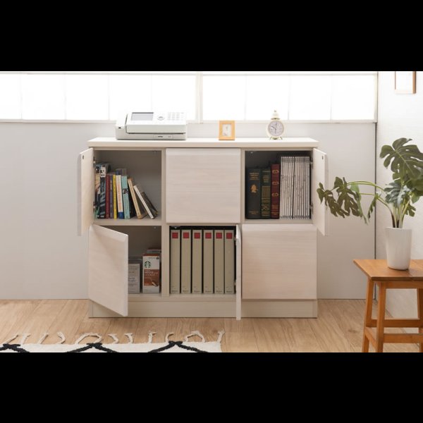 画像11: 桐材を使ったスクエアキャビネット【Enix】 幅107.5 扉タイプ