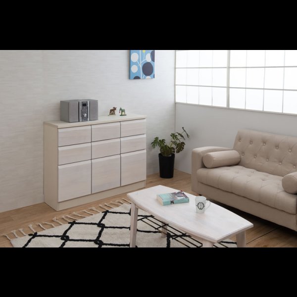 画像2: 桐材を使ったスクエアキャビネット【Enix】 幅107.5 扉+引出しタイプ