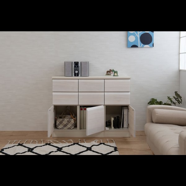 画像8: 桐材を使ったスクエアキャビネット【Enix】 幅107.5 扉+引出しタイプ