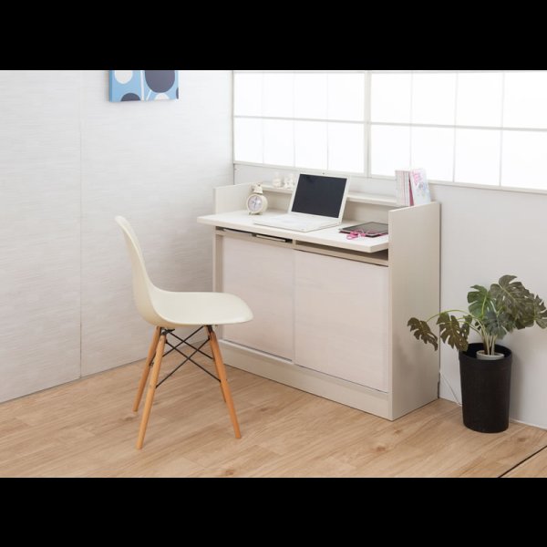 画像2: 桐材を使ったスクエアキャビネット【Enix】 幅107.5 デスクタイプ