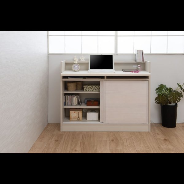 画像4: 桐材を使ったスクエアキャビネット【Enix】 幅107.5 デスクタイプ