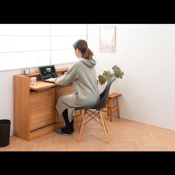 画像13: 桐材を使ったスクエアキャビネット【Enix】 幅107.5 デスクタイプ