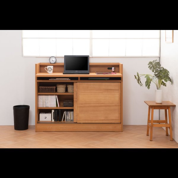 画像17: 桐材を使ったスクエアキャビネット【Enix】 幅107.5 デスクタイプ