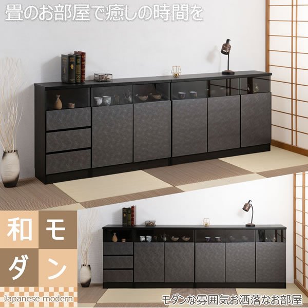 画像14: ガラス窓付きメタリックシルバー薄型キャビネット 幅79cm 扉付き 日本製・完成品