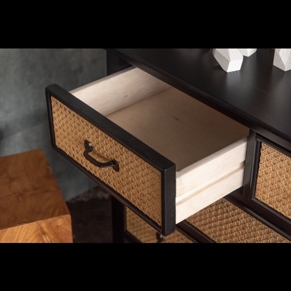 画像18: ラタンとブラックカラーの木材がおしゃれなTVボード＆チェスト【Meredith】