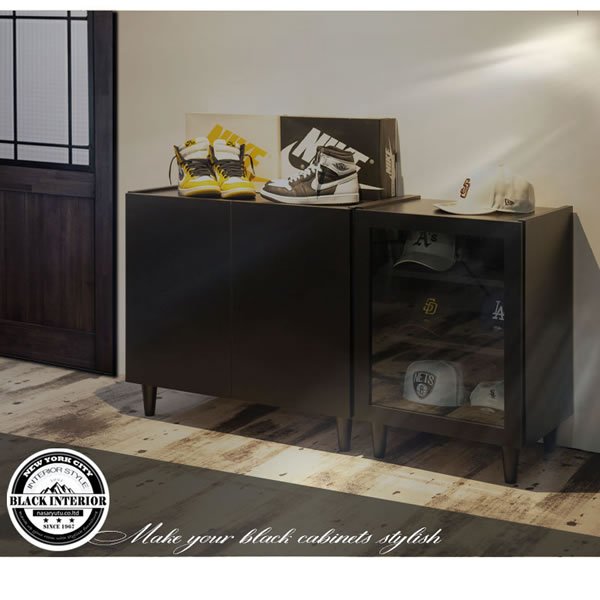 画像12: ブラックキャビネット【Shadow】シリーズ家具 日本製・完成品