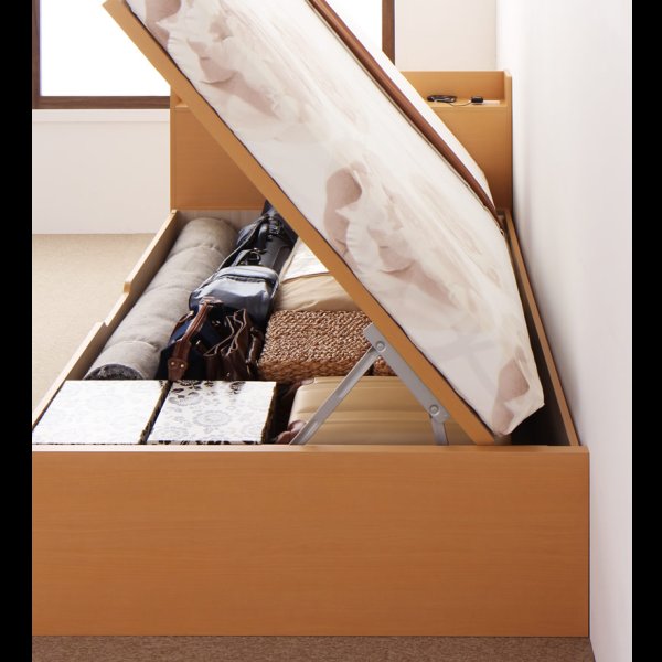 画像10: シンプル棚タイプ・ガス圧式大容量収納ベッド【Dania】ダニア