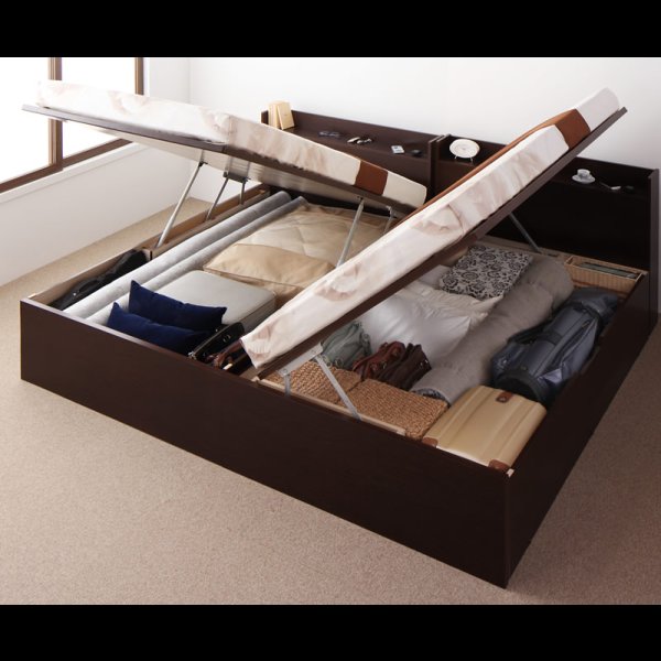 画像11: シンプル棚タイプ・ガス圧式大容量収納ベッド【Dania】ダニア