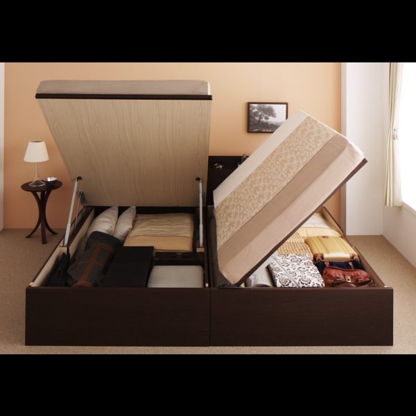 画像12: シンプル棚タイプ・ガス圧式大容量収納ベッド【Dania】ダニア