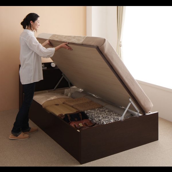 画像14: シンプル棚タイプ・ガス圧式大容量収納ベッド【Dania】ダニア