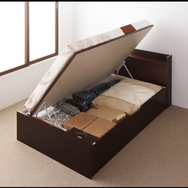 画像16: シンプル棚タイプ・ガス圧式大容量収納ベッド【Dania】ダニア