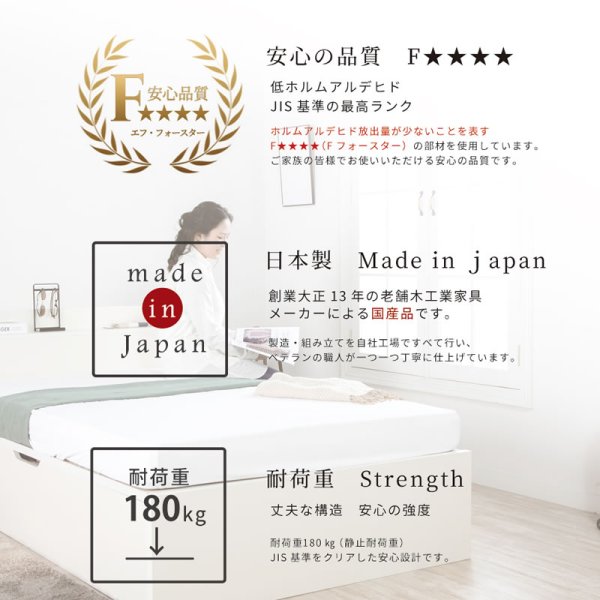 画像4: 高品質日本製ガス圧式収納ベッド【Melvin】フラットパネル お買い得価格シリーズ