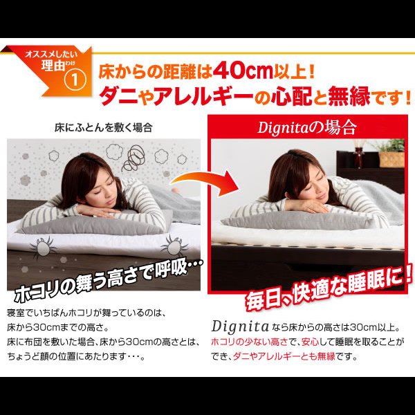 画像8: ヘッドレスも選べて敷布団も使えるガス圧式収納ベッド【Dignita】ディニタ