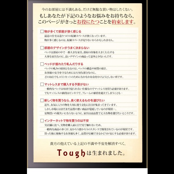 画像6: 頑丈ベッドシリーズ【Tough】タフ　日本製ガス圧式収納ベッド