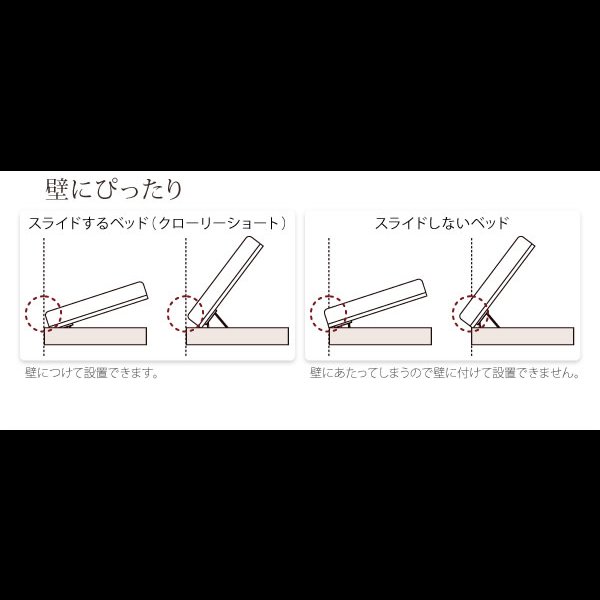 画像9: ショート丈ガス圧式跳ね上げ収納ベッド【Clory Short】クローリーショート日本製