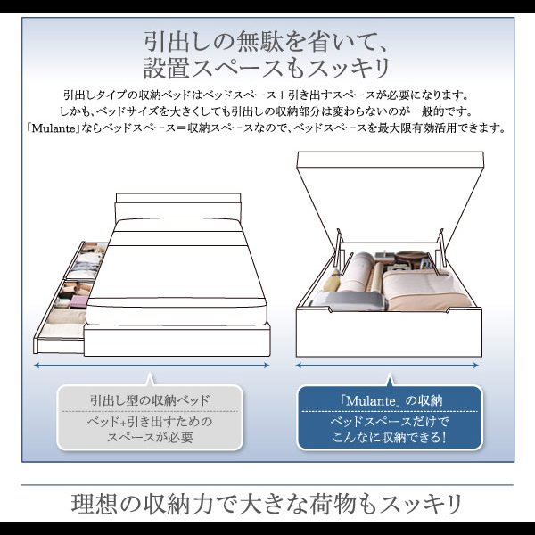 画像10: コンセント付き_フラットヘッドボード_跳ね上げベッド【Mulante】ムランテ