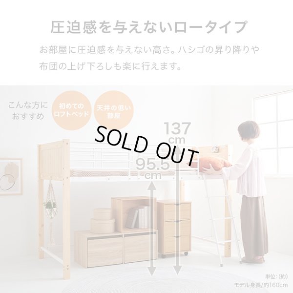 画像5: 天然木を組み合わせたハイガード付きロフトベッド【Dieter】ロータイプ