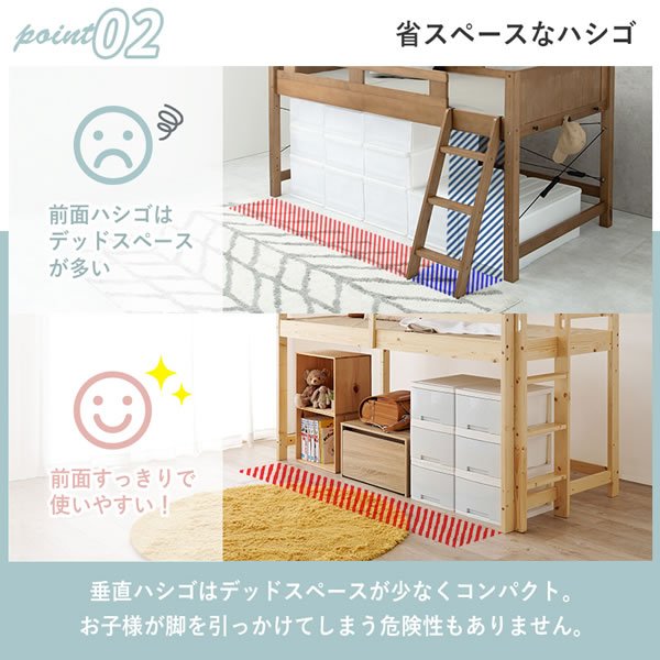 画像8: ロータイプロフトベッド【Sofie】低ホルムアルデヒド垂直ハシゴ付き