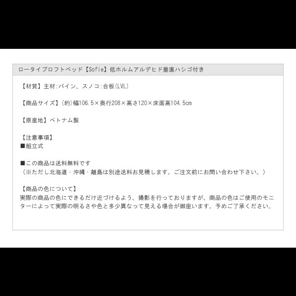 画像21: ロータイプロフトベッド【Sofie】低ホルムアルデヒド垂直ハシゴ付き