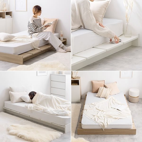 画像9: ステージデザイン対応ヘッドレスデザイン幅広すのこベッド【Gerda】