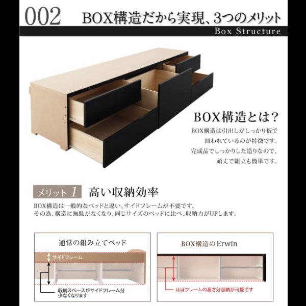 画像7: ブラックカラーがかっこいい！棚・コンセント付き大容量収納チェストベッド【Erwin】